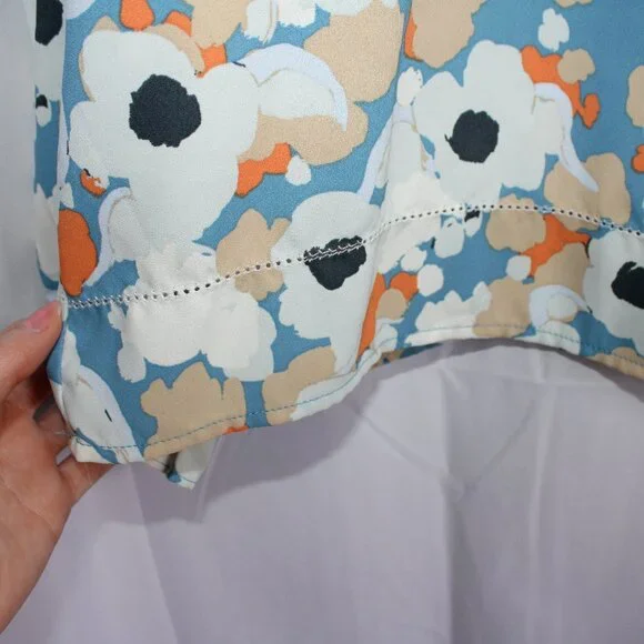 NWOT Joie Floral Fields Boho Blouse Blue White Orange Limited Edition 2XL Fem - Picture 6 of 12